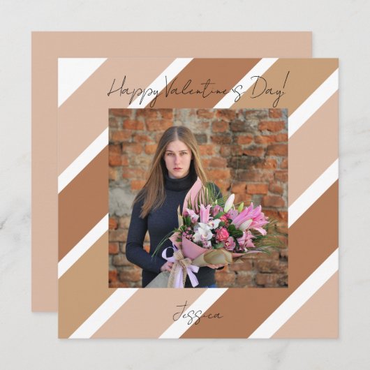 Happy Valentine`s Day Modern Script Foto Karte (Vorne/Hinten)