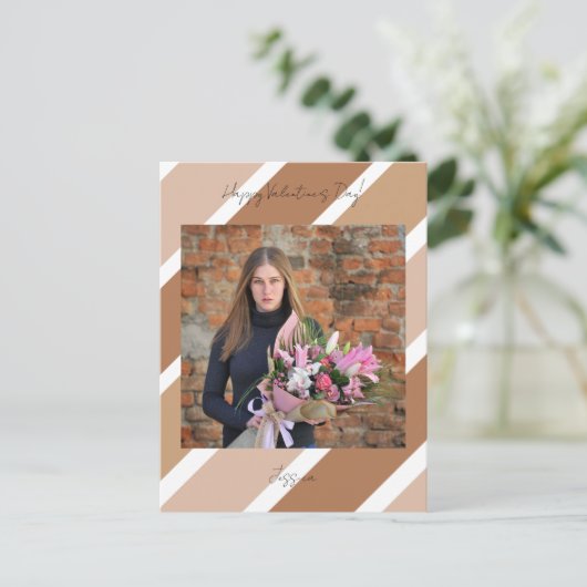 Happy Valentine`s Day Modern Script Foto Postkarte (Stehend Vorderseite)