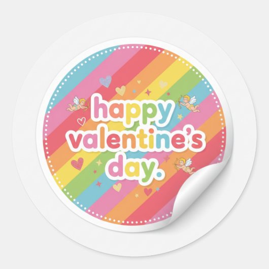 Happy Valentine’s Day Rainbow LoveSticker Runder Aufkleber (Vorderseite)