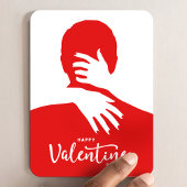 Happy Valentine’s Day Red Love Hug Silhouette Magnet
