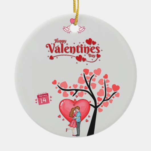 Happy Valentine’s Day – Romantic Couple  Keramik Ornament (Vorne)