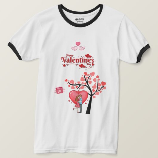 Happy Valentine’s Day – Romantic Couple T-Shirt (Design vorne)