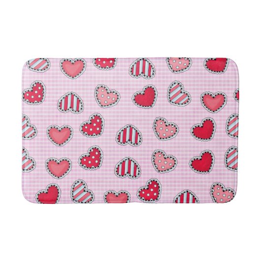 Happy Valentine’s Day Romantic Red Heart Keepsake Badematte (Vorderseite)