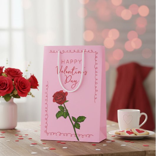 Happy Valentine’s Day Rose Custom Mittlere Geschenktüte