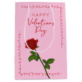 Happy Valentine’s Day Rose Custom Mittlere Geschenktüte (Vorderseite)