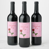 Happy Valentine’s Day Rose Custom Wine Label Weinetikett (Flaschen)