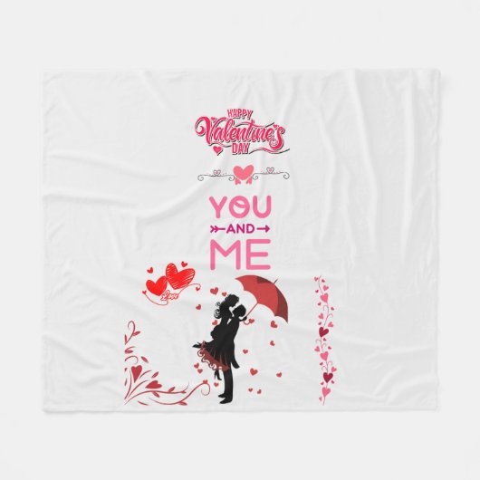 Happy Valentine’s Day – You and Me Romantic Love  Fleecedecke (Vorderseite (Horizontal))