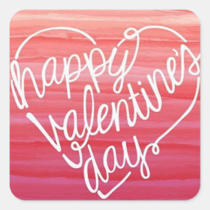 "HAPPY VALENTINE STICKER" QUADRATISCHER AUFKLEBER