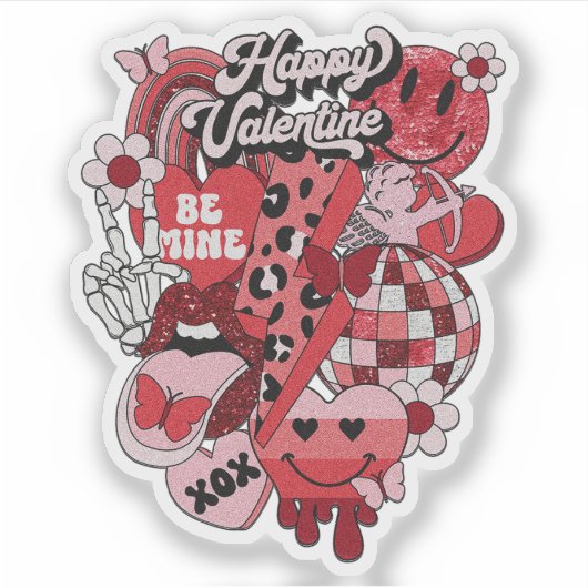 Happy Valentine Sticker - Valentinsticker (Vorderseite)