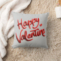 Happy Valentine Sweet Romantic Throw Pillow