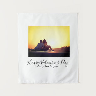 Happy Valentine Tag Liebe hinzufügen Namen Foto ei Wandteppich