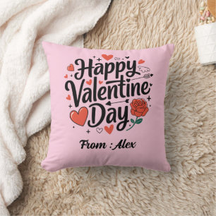 Happy Valentine Tag Romantische Rose Herzlich Will Kissen