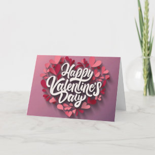 Happy Valentine Tageskarte Rosa Karte 3D-Papiersch