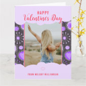 Happy Valentine Whimsical Lila Herz Blume Name Karte (Gelbe Blume)