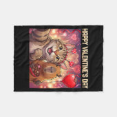 Happy Valentines 2026 Cute Cat Capybara Party Art Fleecedecke (Vorderseite (Horizontal))