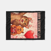 Happy Valentines 2026 Cute Cat Capybara Party Art Fleecedecke (Vorderseite (Horizontal))