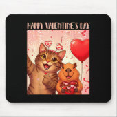 Happy Valentines 2026 Cute Cat Capybara Party Art  Mousepad (Vorne)