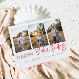 Happy Valentines 3 Foto Collage Family Card Feiertagskarte