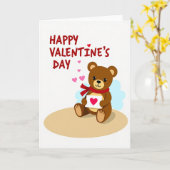 Happy Valentines Bear Heart Card Karte (Gelbe Blume)