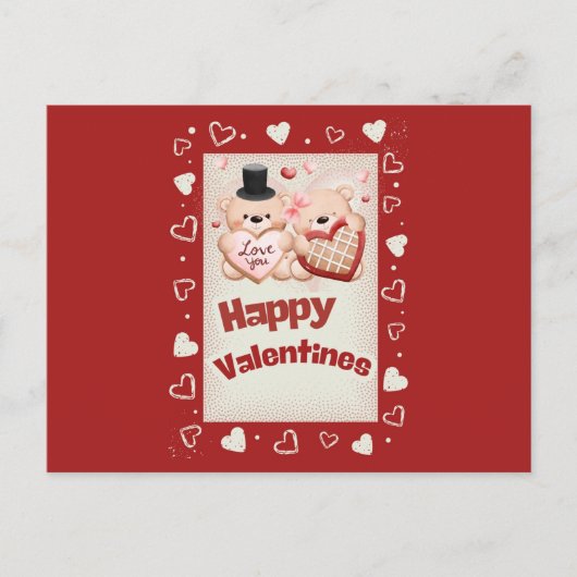 Happy Valentines Bears Postkarte (Vorderseite)