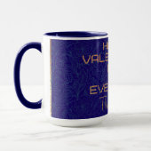 Happy Valentine's Blue Watermark Gold Frame Text Tasse (Links)