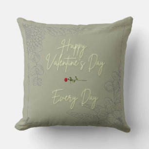 Happy Valentine's Blume Gray Embossed Rote Rose Kissen