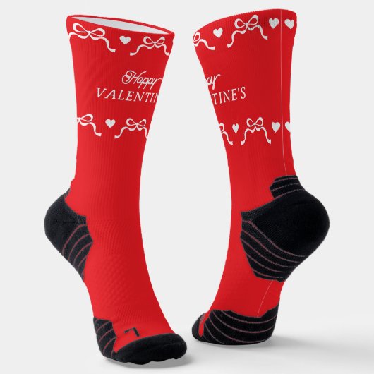 HAPPY VALENTINES Bows Herz Retro Rotes Geschenk Socken (Gewinkelt)