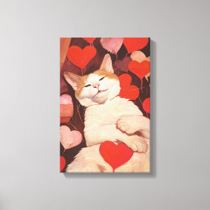 Happy Valentines Cat Leinwanddruck
