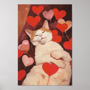 Happy Valentines Cat Poster