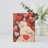 Happy Valentines Cat Postkarte (Stehend Vorderseite)
