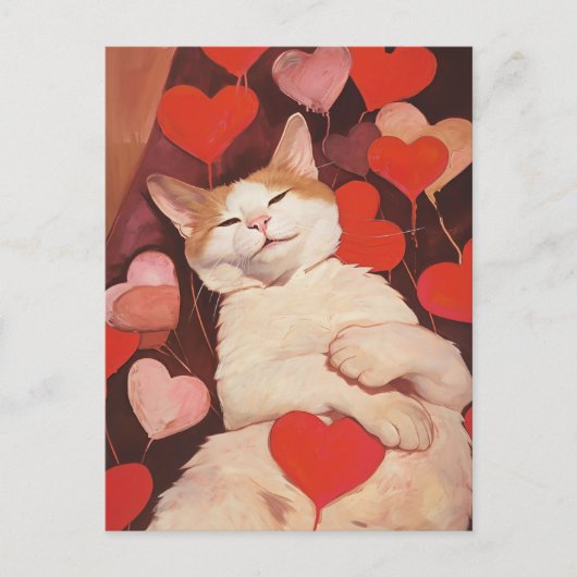 Happy Valentines Cat Postkarte (Vorderseite)