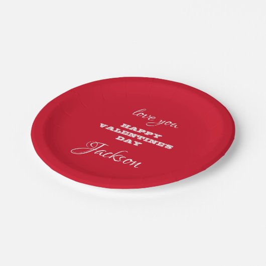 Happy Valentine's Chic Red Valentine Day Pappteller (Schrägansicht)