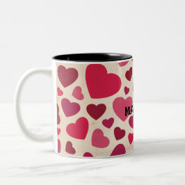 Happy valentine's cute red hearts  zweifarbige tasse