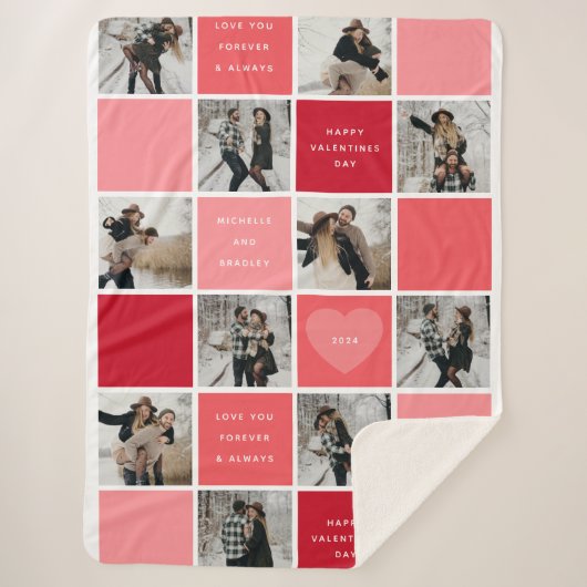 Happy Valentines Day 12 Photo Grid Sherpadecke (Vorderseite)