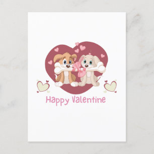 Happy Valentine's Day 2023 Hunde Niedlich Feiertagspostkarte