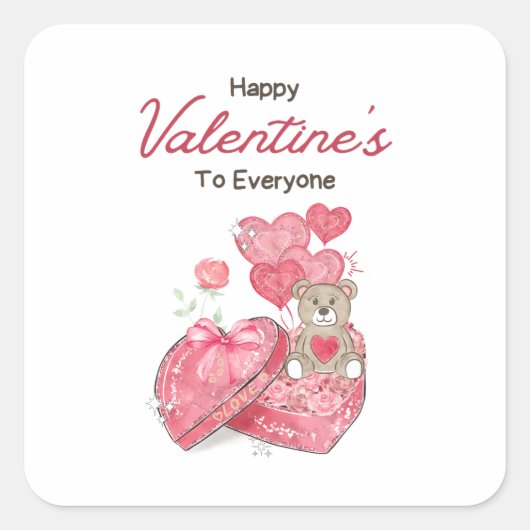 Happy Valentine's Day 2023 - Liebe Images Trendy Quadratischer Aufkleber (Vorderseite)