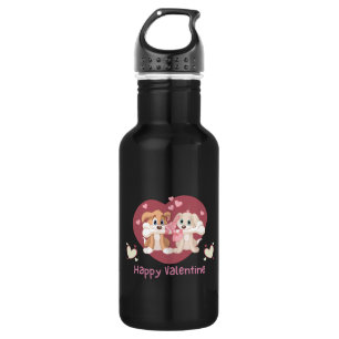 Happy Valentine's Day 2024 Hunde Niedlich Edelstahlflasche