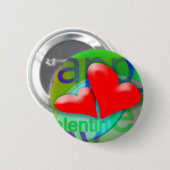 Happy Valentine's Day 2 Red Hearts Button (Vorne & Hinten)