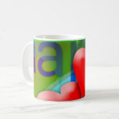 Happy Valentine's Day 2 Red Hearts Tasse (Vorderseite Links)