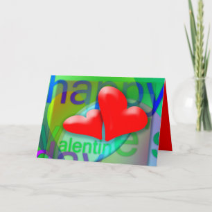 Happy Valentine's Day 2 Rote Herzen Gruß Feiertagskarte