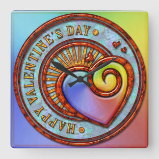 Happy Valentine's Day 2A Wall Clock Quadratische Wanduhr