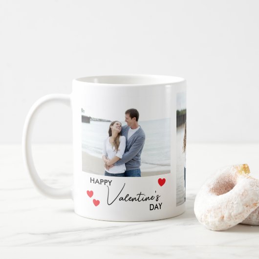 Happy Valentines Day 3 Foto Collage Individuellen Kaffeetasse (Mit Donut)