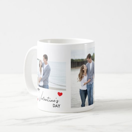 Happy Valentines Day 3 Foto Collage Individuellen Kaffeetasse (Vorderseite Links)