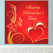 Happy Valentine's Day 3 Wrapped Canvas Leinwanddruck (Insitu (Holzboden))