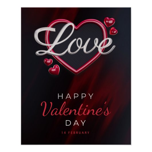 Happy Valentine's Day 3d Effect Text-23120 Poster (Vorderseite)