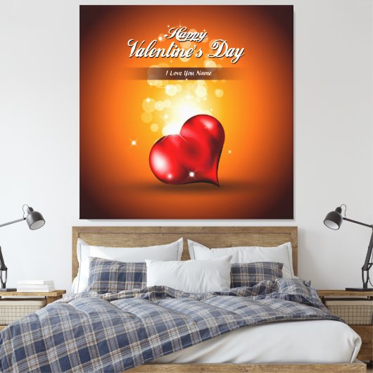 Happy Valentine's Day 4 Wrapped Canvas Leinwanddruck (Insitu (Schlafzimmer))