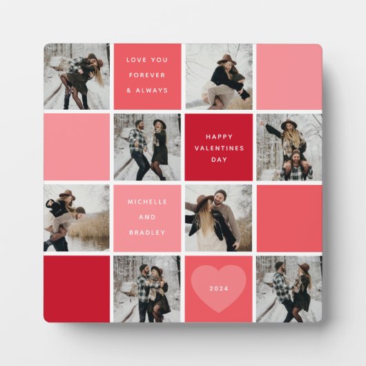 Happy Valentines Day 8 Photo Grid Fotoplatte (Vorderseite)