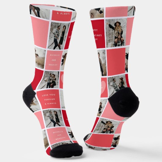 Happy Valentines Day 8 Photo Grid Socken (Gewinkelt)