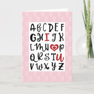 Happy Valentine's Day Alphabet I U Romantik Feiertagskarte