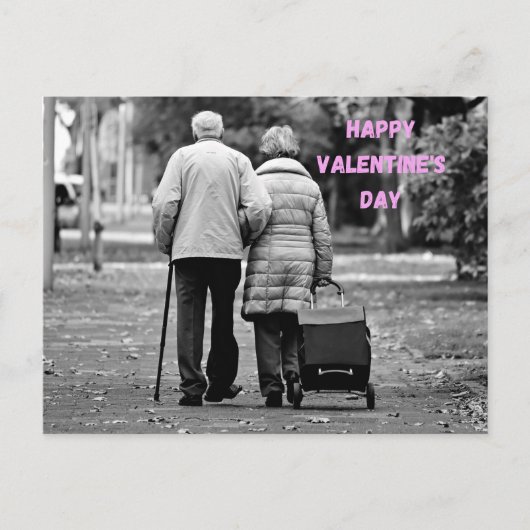 Happy Valentines Day Ältere Paare im Park Postkarte (Vorderseite)
